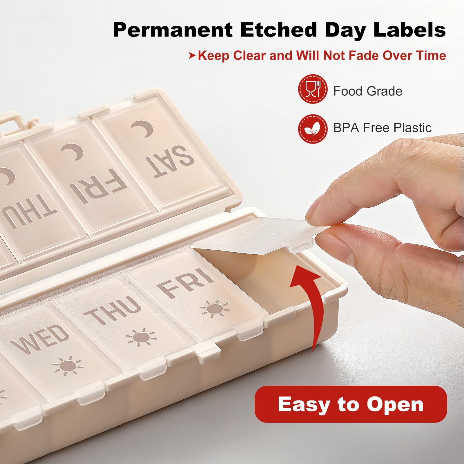 Amazon.com: Foldable Pill Organizer 2 Times a Day w/Etched Labels