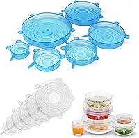 Vista 1 de Fundas de silicona reutilizables para almacenamiento de alimentos, paquete de 12, tapas elásticas para tazones, sobras, ollas, tazas, recipientes