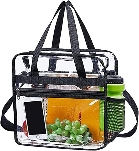 Ytesky Clear Tote Bag Transparent Shoulder Bag Large See Through Toiletry Bag Waterproof PVC Bag Crossbody Bag with Adjustable Shoulder Strap and Zipper Closure for Work Travel (12 x 12 x 6 Inch)