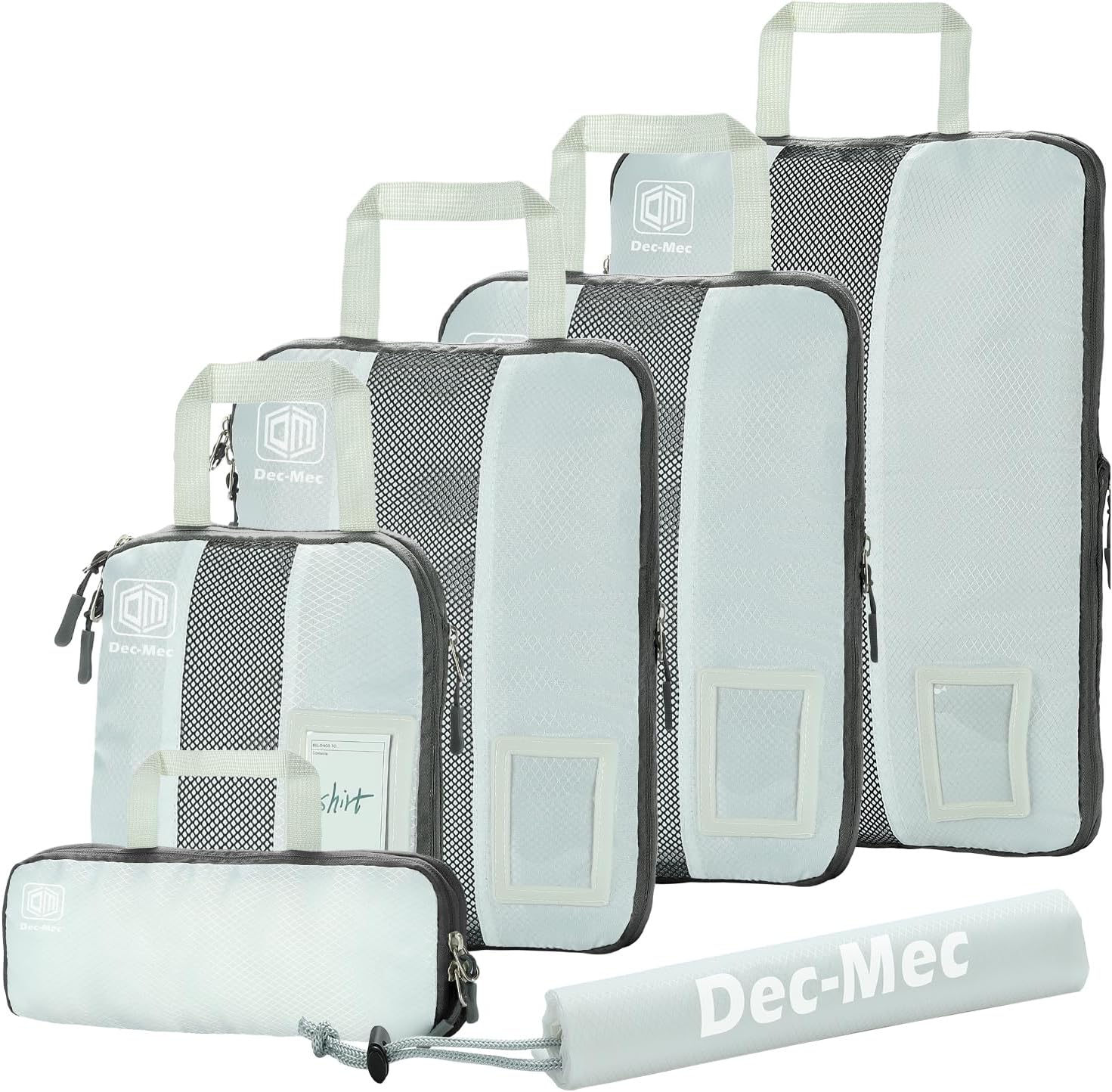 DecMec 6 Set Compression Packing Cubes with Tag Holders