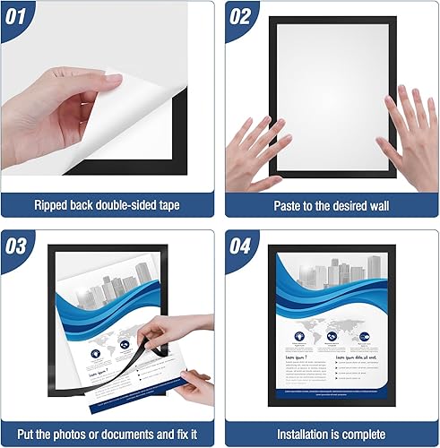 Miniatura 7 de Relx 6 letreros magnéticos autoadhesivos de pared de 8.5 x 11 pulgadas, portarretratos magnéticos, soportes para documentos, marcos adhesivos para