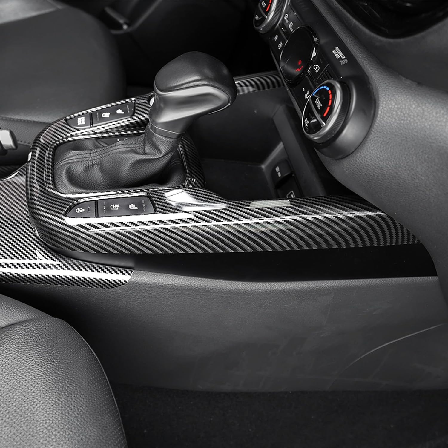 Center Console Gear Shift Panel Frame Cover Trim, Car Gear Shift Knob Console, Panel Trims, Compatible with Kia Soul 2020-2025 Accessories (Carbon Fiber Pattern)