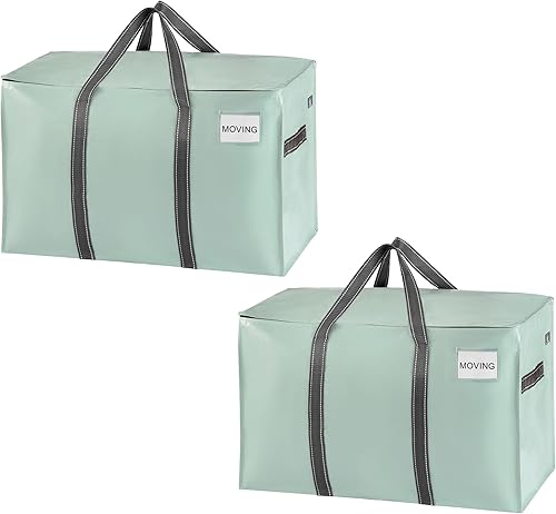 Miniatura 8 de VENO - Paquete de mudanzas, cajas de almacenamiento para embalaje universitario con tapas alternativas, para dormitorio, extragrande, asas Verde