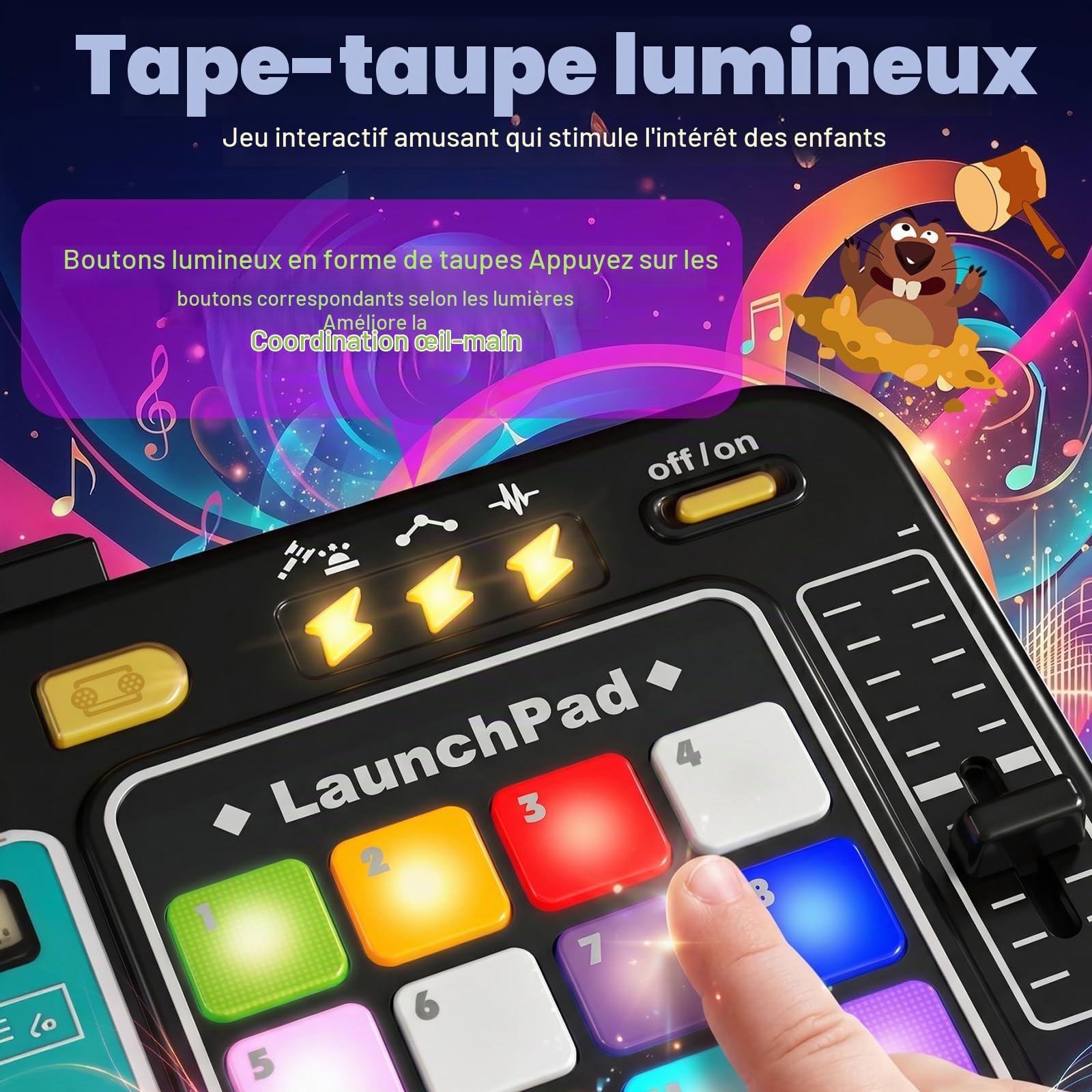 Table de mixage DJ multifonctionnelle pour enfants, avec microphone, plus de 100 effets sonores, batterie, contrôleur d'apprentissage de la musique interactif avec effets lumineux pour enfants de 3 à