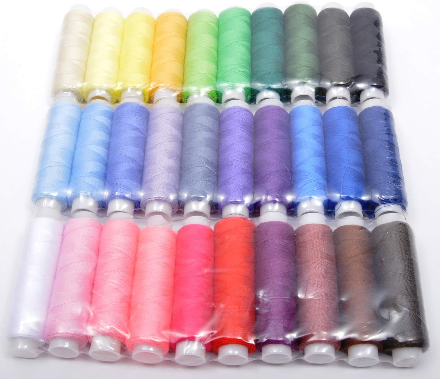 Pack of 30 Assorted Polyester Coloured Threads