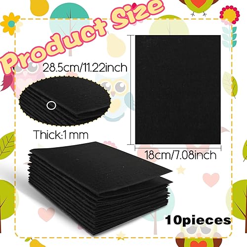 Miniatura 7 de Hojas de fieltro, 7 x 11 pulgadas, tela de fieltro suave para manualidades, 10 piezas, tela de Halloween, fieltro de otoño para proyectos de