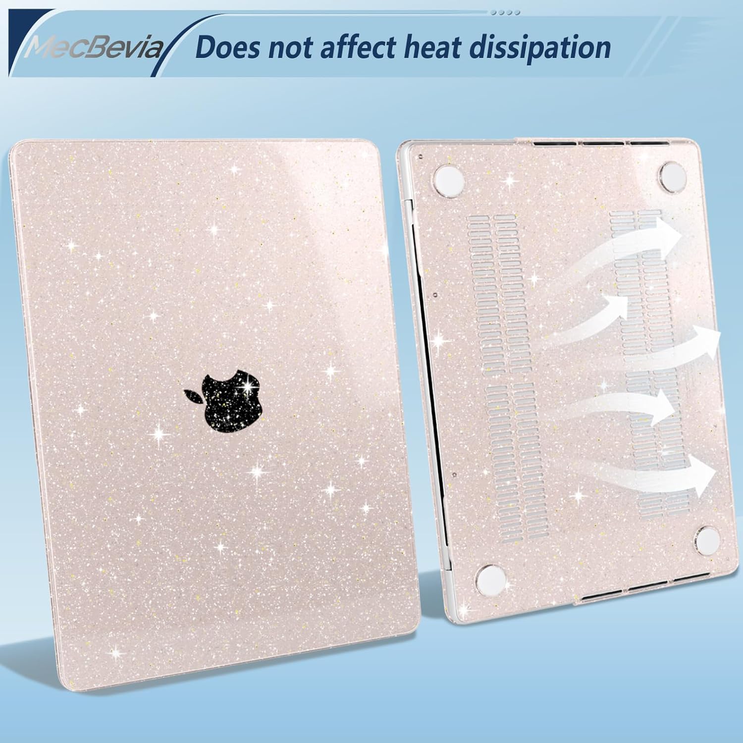 MecBevia for MacBook Pro 14 inch Case M5 M4 M3 M2 A3434 A3112 A3401 A3185 A2918 A2992 A2779 M1 A2442 Pro Max Chip (Released 2025 to 2021), Hard Shell Cover for MacBook Pro 14", Sparkly SakuPink - Image 4