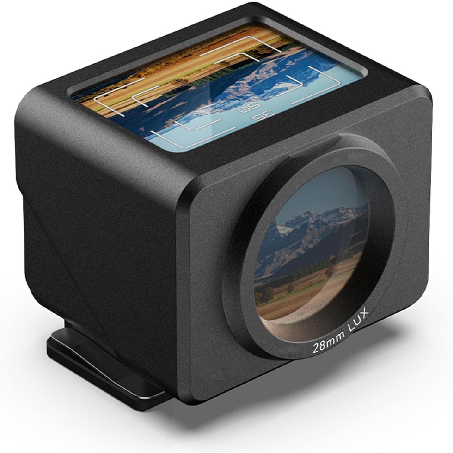 Visor óptico con capucha antirreflejos para capturar un marco único