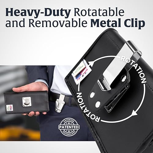 Miniatura 4 de Turtleback Funda para cinturón diseñada para Galaxy S24 S23 S22 S21 S20 Ultra Funda de cuero negro con clip giratorio para cinturón resistente,