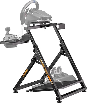 CAMMOO High Compatible Racing Wheel Stand Fits Handbrake, 29 Holes Wheel Panel &amp; 26 Holes Shifter Panel, Foldable Sim Steering Racing Stand with Dual Anti-Slip, Widely Height Adjustable and Cup Holder