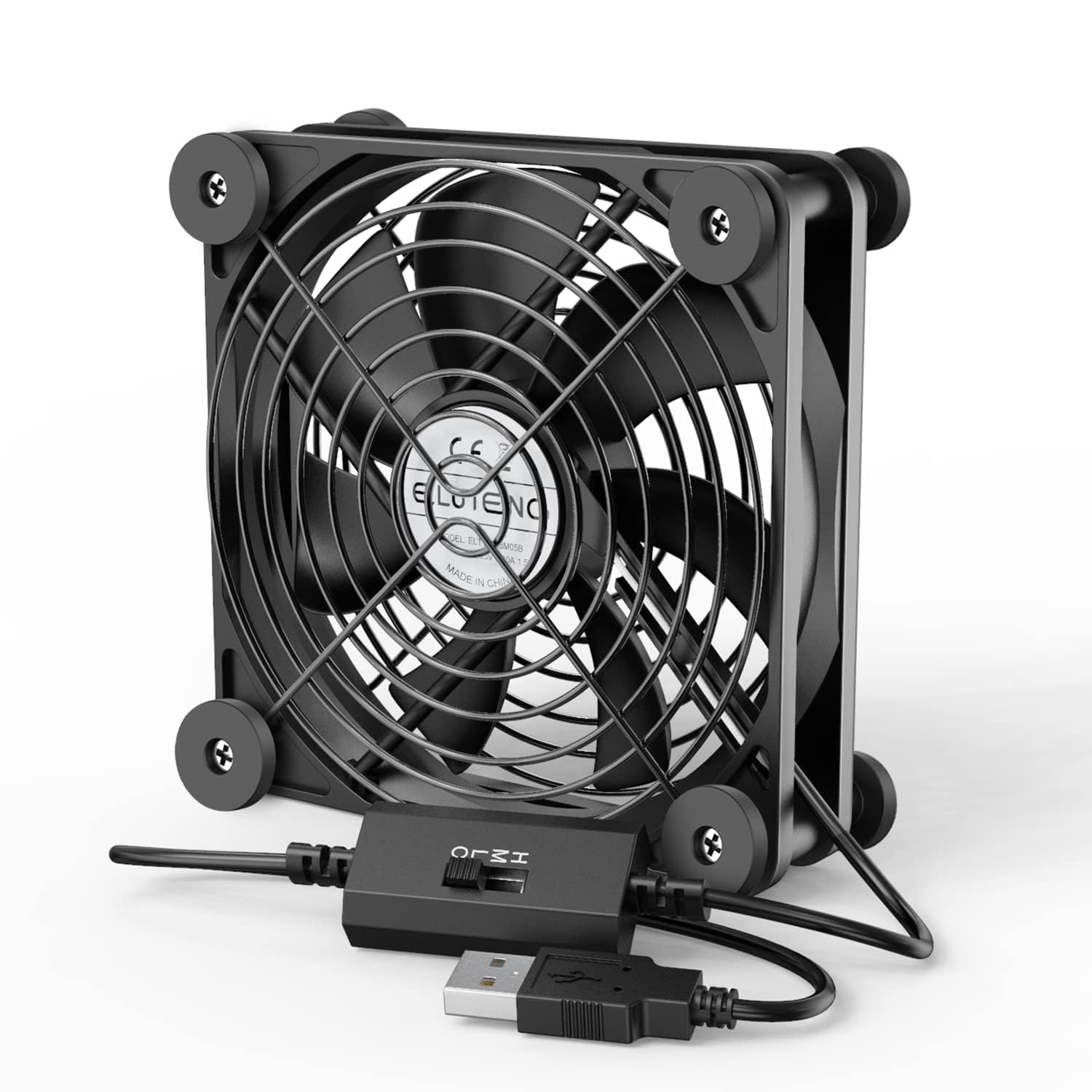 ELUTENG USBファン 12cm 防振ゴム足付き 冷却ファン 強力 静音 3段階風量調節 長持ち玉軸受 冷却クーラー 薄型 送風機 長寿命 5V 黑 送風機 小型 PC/PS5/PS4/ノートパソコン/ルーター/水槽など USB fan 12cm with rubber feet