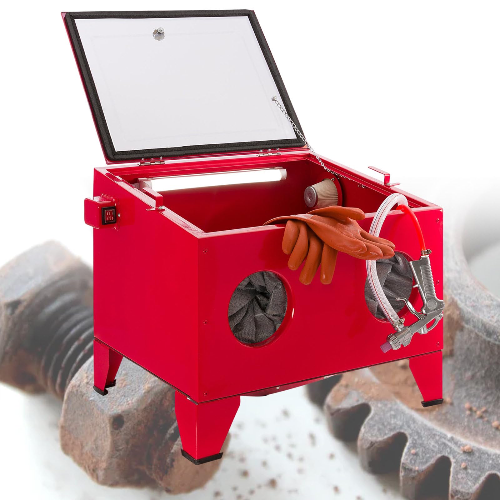 vnmudzeo 24 Gal Bench Top Sand Blasting Cabinet LED,for Jewelry,Jade,Stone Carvings,Mini Box Type Professional Sandblaster,75-125 psi Pressure