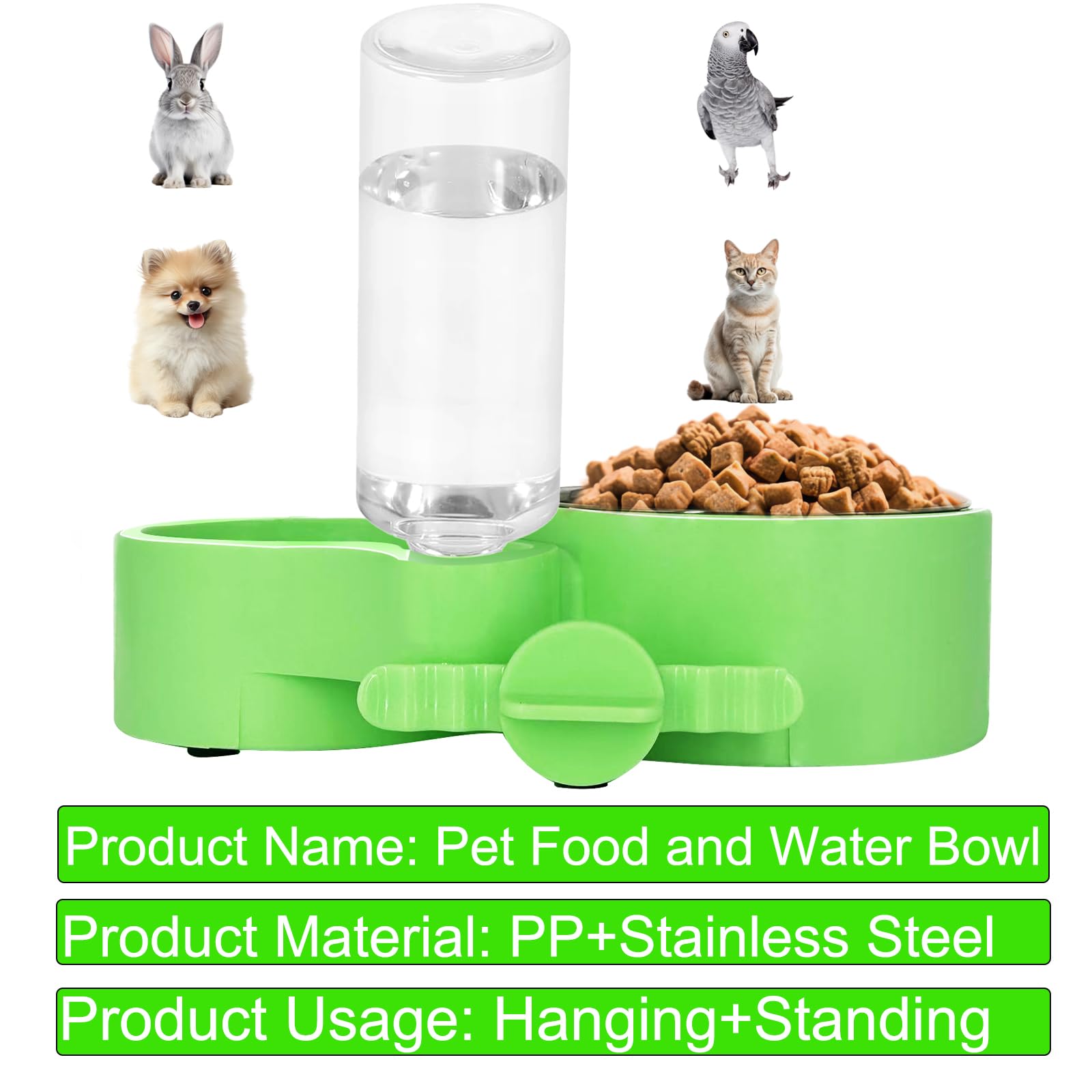 Dog Bowls with Water Dispenser for Puppy,Crate Water Bowl for Cat,Dog Cage Hanging & Standing Bowls Removable Cage Water Bowls for Small Dogs,Cat,Rabbit,Piggy - Image 3