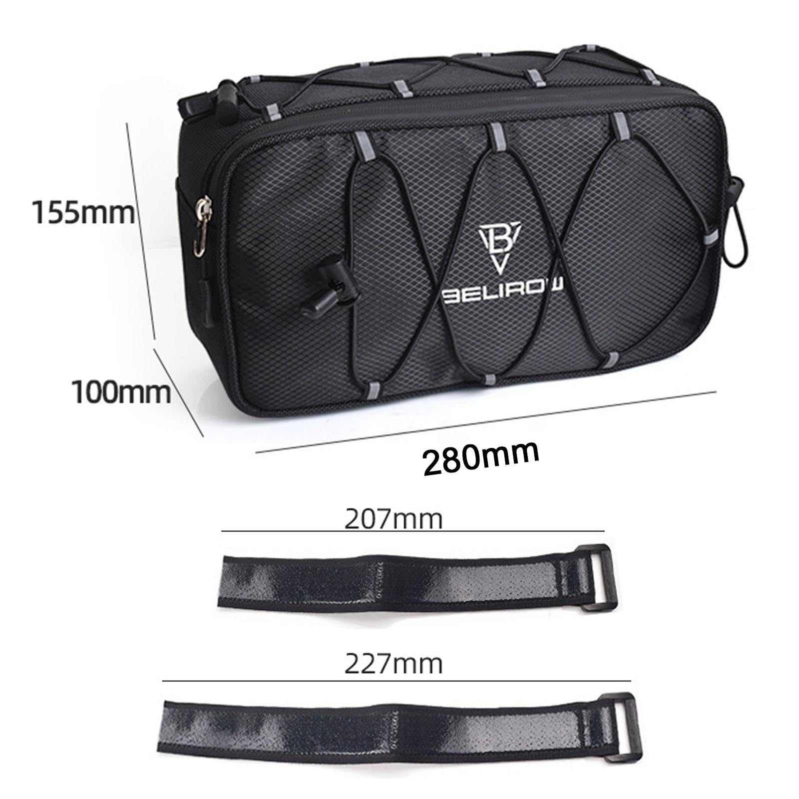 Borsa da Manubrio per Bicicletta, Pieghevole, Anteriore, Pratica, Riflettente, per Piccoli Accessori, con Maniglia, Nero 4,3 Litri