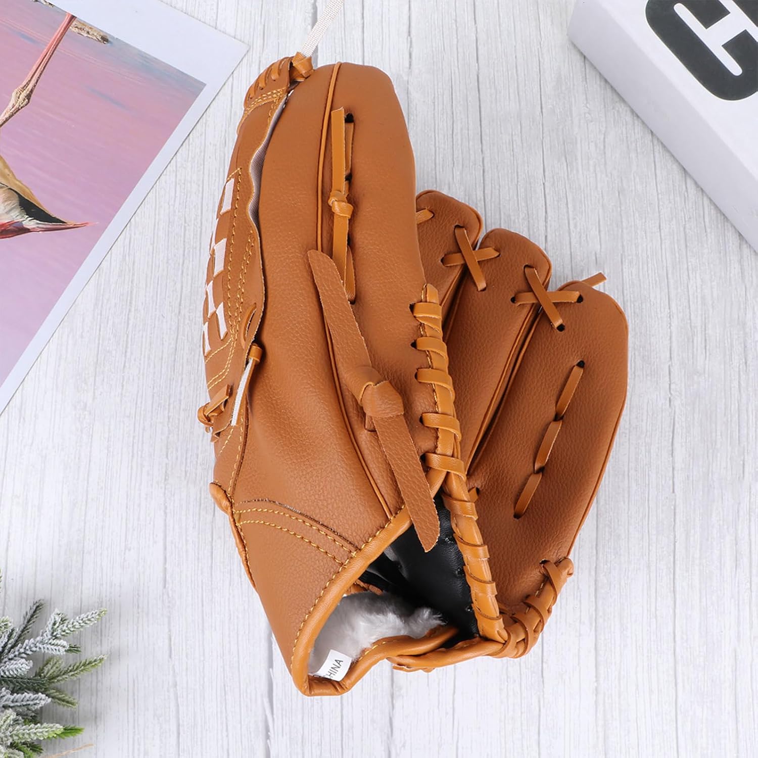YARNOW Softball Baseball Left Hand Glove Material Padded for Left-Handed Players Yellow for Outdoor Team Sports
