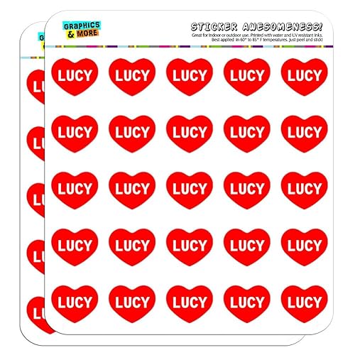 Graphics and More I Love Heart Lucy Planner Calendar Scrapbooking Crafting Stickers - 50 1" Clear Stickers