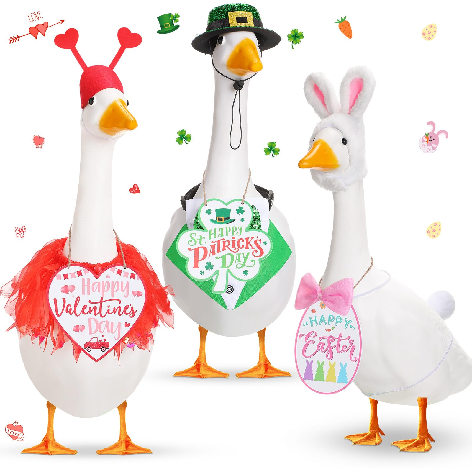 Tenue d'oie pour la Saint-Patrick et lapin de pâques en tissu