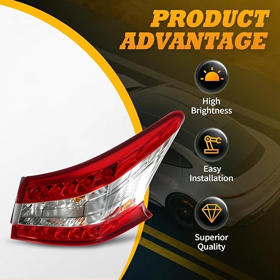 Right Outer Tail Light Assembly Compatible with Sentra 2013-2015 | W/Bulbs Passenger Side Rear Tail Lamp Taillight NI2805100 265503SG0A 26550-3SG0A