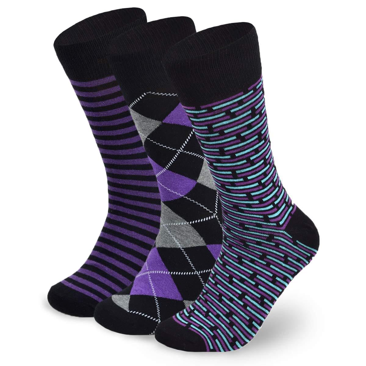 BG Premium Men's Dress Socks 3 Pairs Gift Set - Fits 10-13 - Solid, Striped, Argyle & More