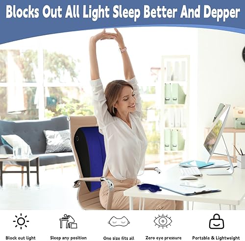 Miniatura 5 de TheClover Almohada inflable de cuña para viaje, almohada de cuña de viaje con máscara de ojos, cuña de cama ajustable para reflujo ácido,