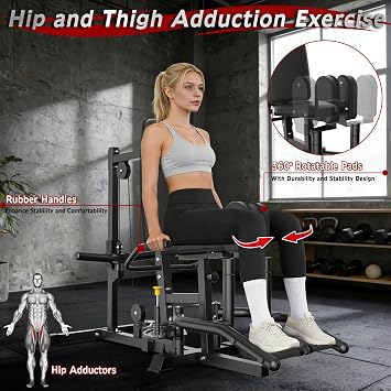 Hip Abductor Adductor Machine, Inner and Outer Thigh Machine , Glute Machines Home Gym Thigh Master, Black