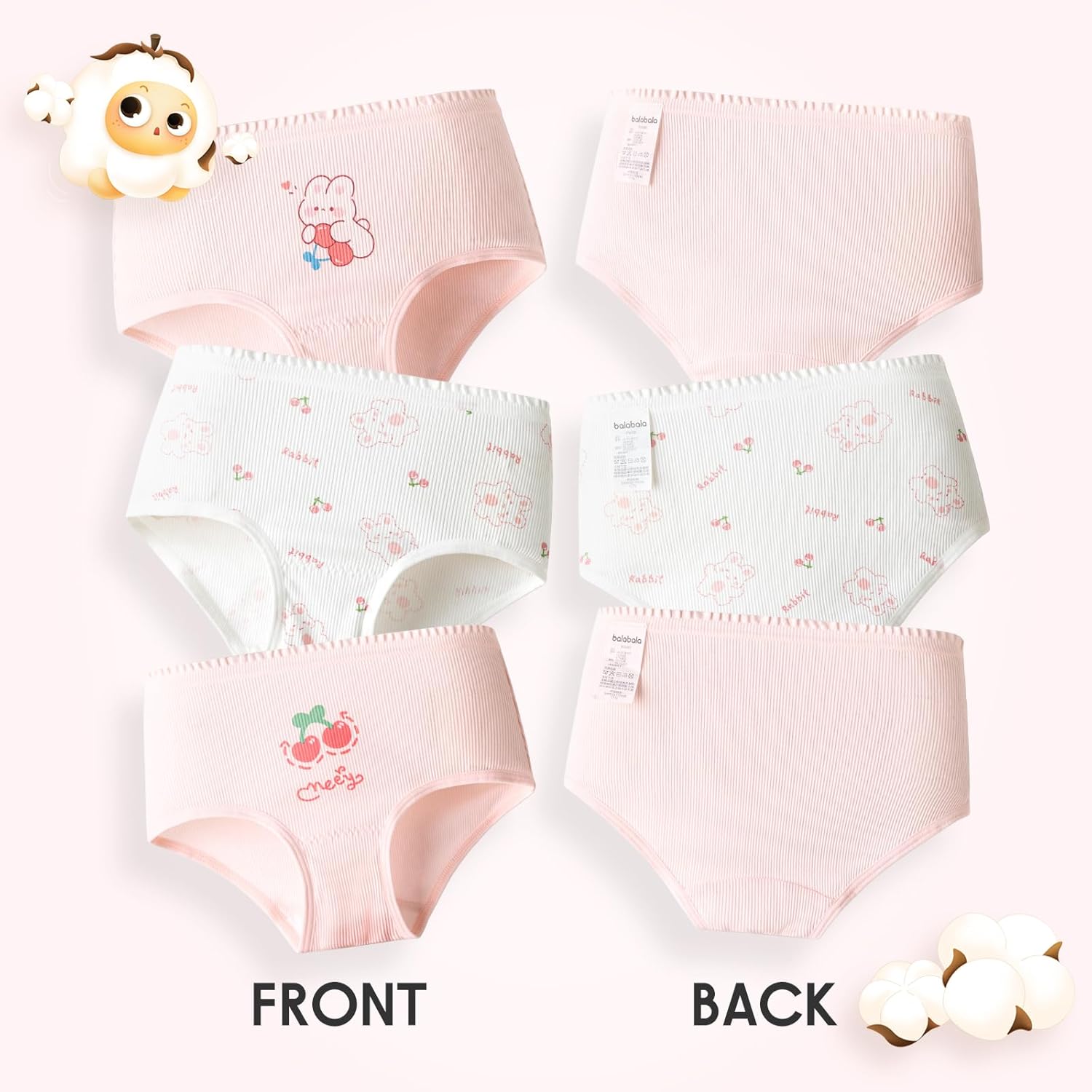 Balabala Girls Underwear Pack Cotton Toddler Girls Panties Cute Comfortable Little Girl Underwear Soft Breathable Panties - Image 3