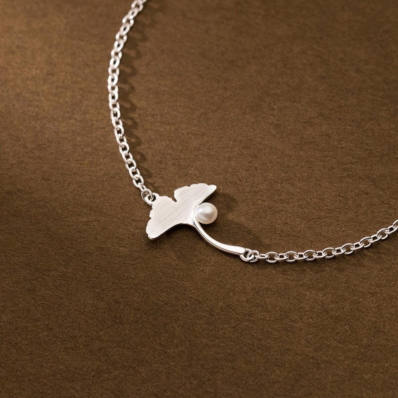 Vero Braccialetto in Argento Sterling 925 per Le Donne, Matrimonio, San Valentino, Dolce Ginkgo Biloba, Braccialetto con Foglie