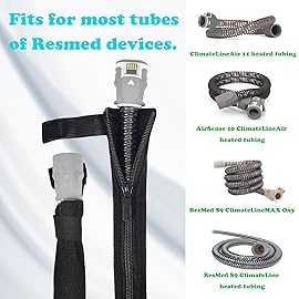 iGuerburn 6ft 4in CPAP Hose Cover for ResMed Airsense 11 & 10 ClimateLineAir Heated Tubing, Full-Length Zipper CPAP Tube Cover Sleeve Reduces Condensation & Noise, Cat Proof