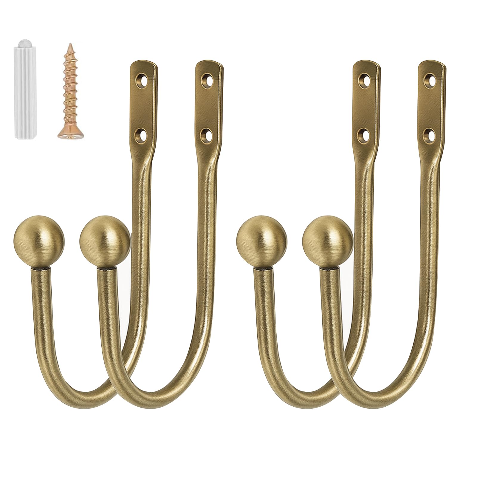 4Pcs Curtain Holdbacks, Wall Mounted Gold Curtain Tie Backs