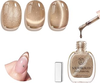 AZUREBEAUTY Cat Eye Nail Polish Quick Dry Nude Brown Magnetic Fingernail Polish no Gel Long-lasting Salon-Quality for Women Girl Gift 0.34 fl oz