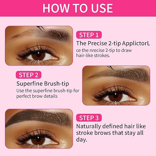 Miniatura 5 de Lápiz de cejas de doble punta, delineador de cejas impermeable 2 en 1 con tenedor ultrafino y punta de precisión, 5 tonos naturales de marrón claro