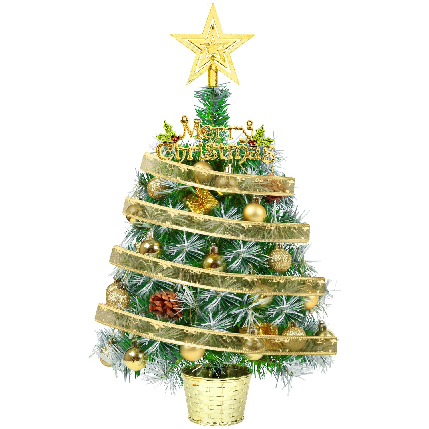 Mini albero di Natale da 55 cm, decorazioni artificiali per albero di Natale da tavolo per Natale, casa, cucina, tavolo da pranzo