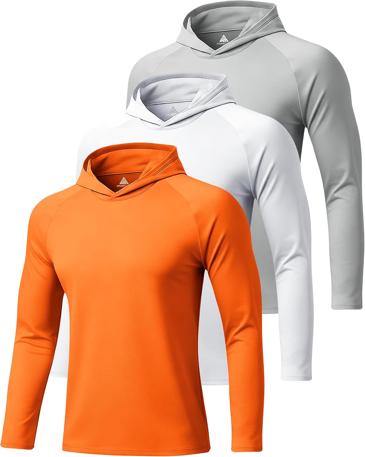 GEEK LIGHTING 3 Packs UPF 50+ Hooded Shirts Sun Protection Hoodie for Hiking Running Fishing Swim Rash Guard