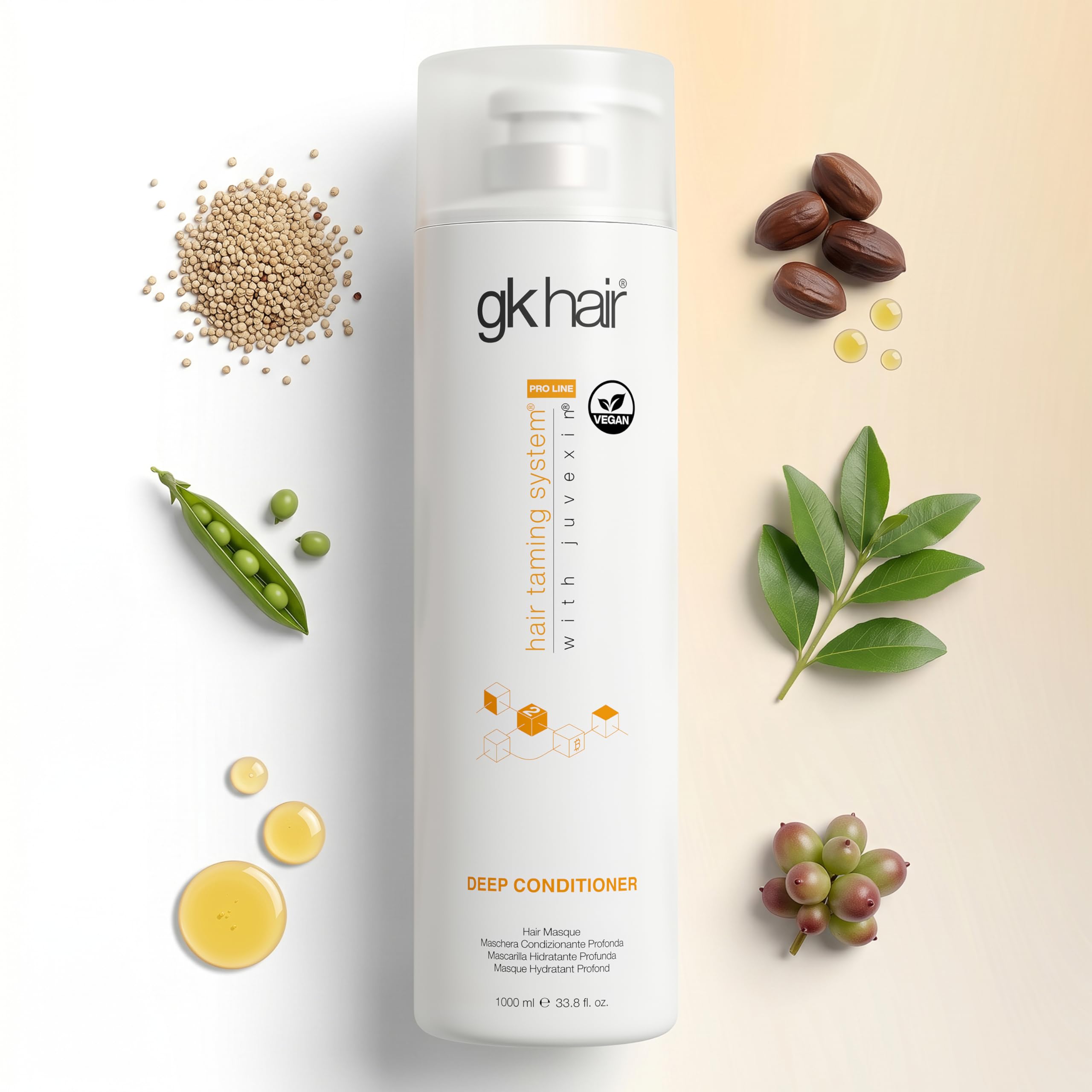 GK HAIR Global Keratin Deep Conditioner Masque 1000ml Tratamiento de reparación hidratante intenso para cabello seco y dañado tratado con color, fórmula de restauración del cabello