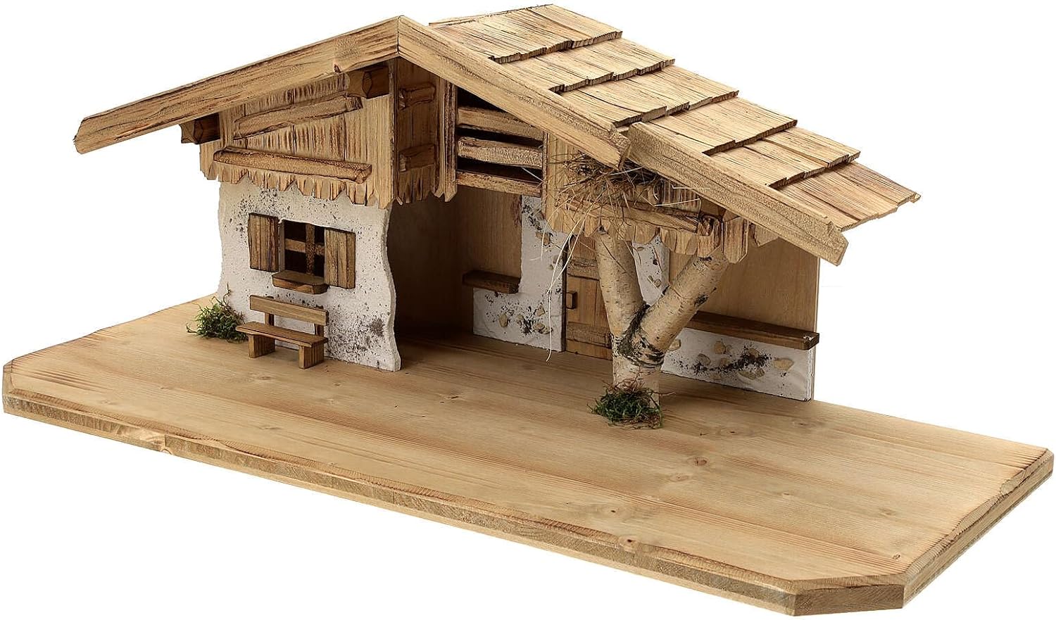 Holyart Nordic Style Stable Wallgau 12 cm Wood Nativity Scene 30x70x30 cm