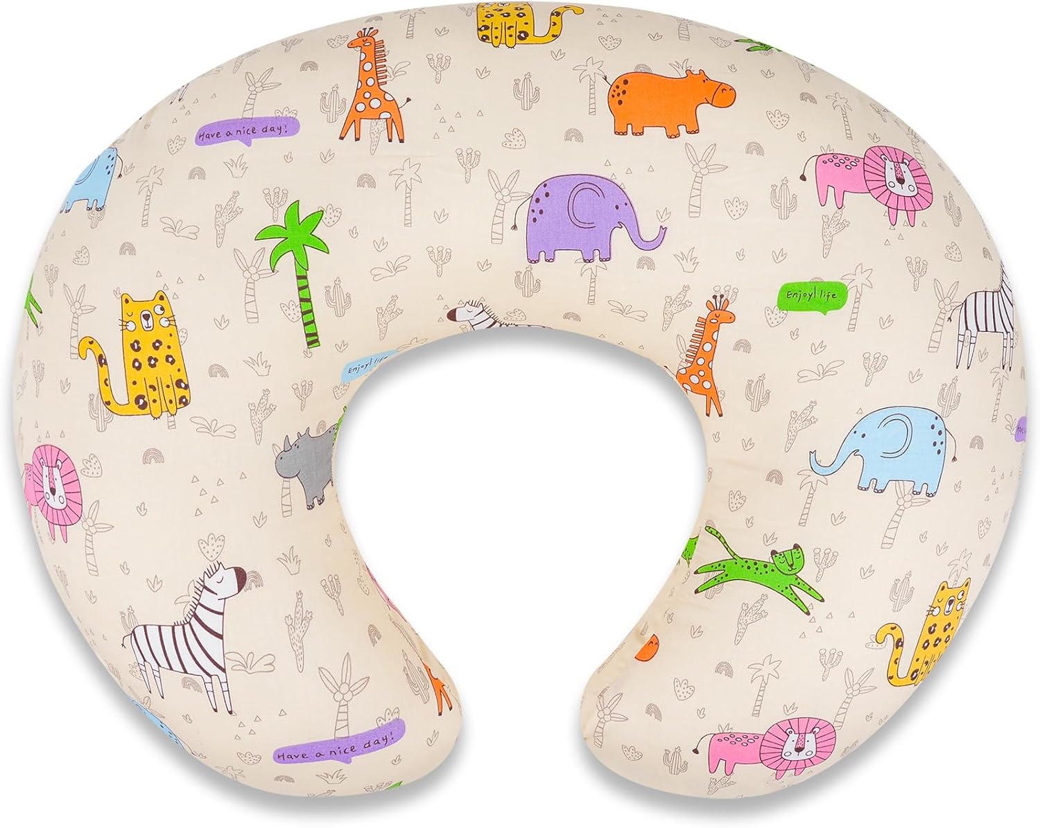 Baby Nursing Pillow for Breastfeeding, Adjustable Breastfeeding Pillow for Bottle Feeding, Nursing Support Pillow for Mom and Baby Healthier Nursing, Removable Cover- Zoo Yellow