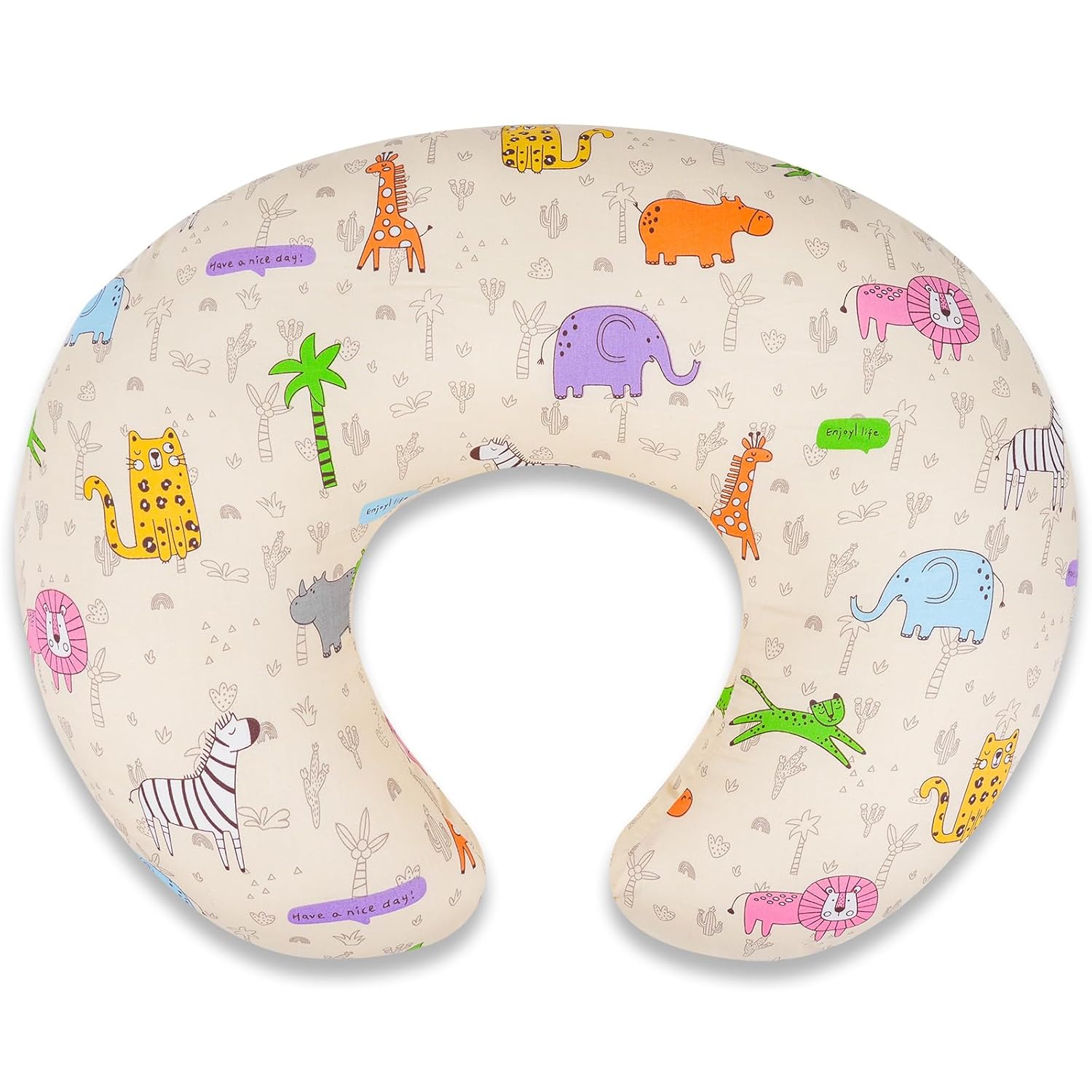 Baby Nursing Pillow for Breastfeeding, Adjustable Breast Feeding Pillow for Bottle Feeding, Breastfeeding Essentials for Mom and Baby Healthier Nursing, Removable Cover- Zoo Yellow