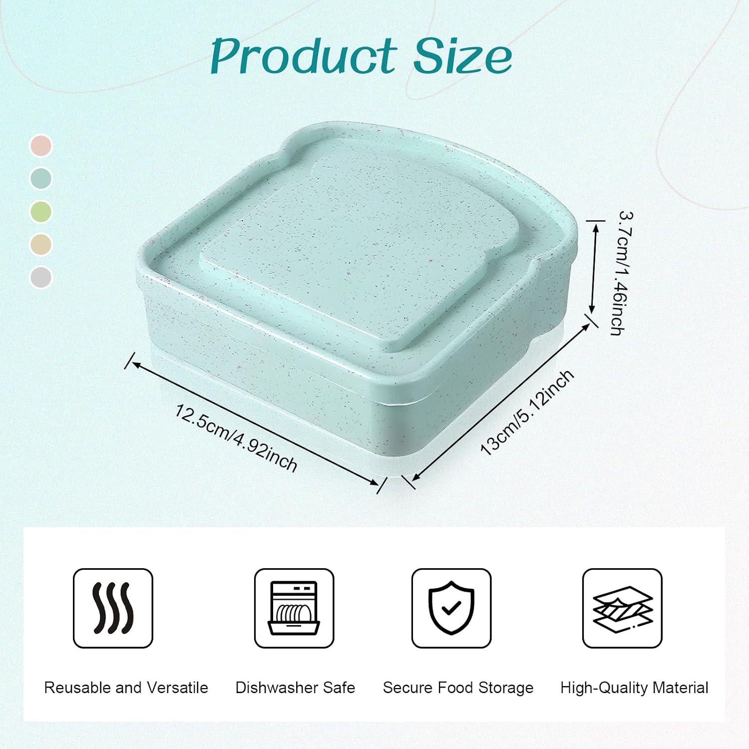 2pcs Reusable Sandwich Containers,Sandwich Box Container for Lunch image 2