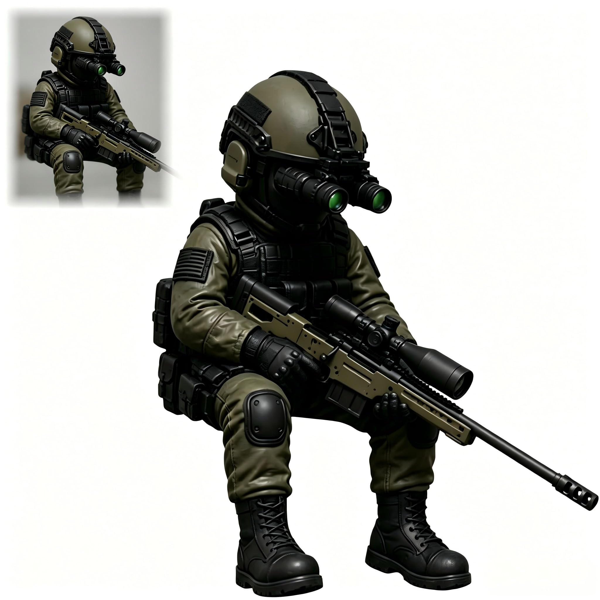 Tactical Mini Soldier Figurine Armed Special Forces Statue, Realistic Military Soldier Decorate For Desk Decor And Shelf Display. (Sniper)