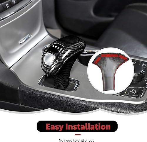 Miniatura 5 de RT-TCZ Cubierta decorativa de fibra de carbono para palanca de cambios, accesorios interiores compatibles con Jeep Grand Cherokee 2014-2015