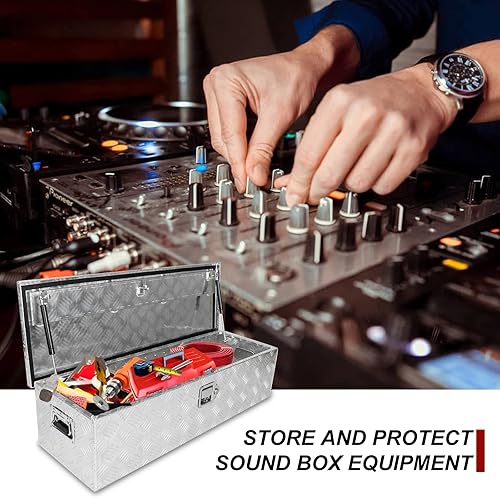 Miniatura 9 de confote Caja de herramientas chapada en aluminio resistente de 39 pulgadas, caja de herramientas para camioneta, caja de herramientas para remolque,