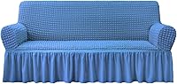 Vista 47 de NICEEC - Funda de sofá biplaza, 1 pieza, fácil de ajustar, universal, alta elasticidad, duradera, protector de muebles con faldón, estilo campestre