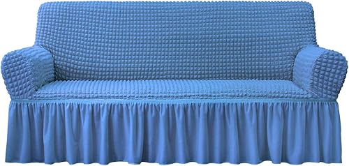 Miniatura 49 de NICEEC - Funda de sofá biplaza, 1 pieza, fácil de ajustar, universal, alta elasticidad, duradera, protector de muebles con faldón, estilo campestre
