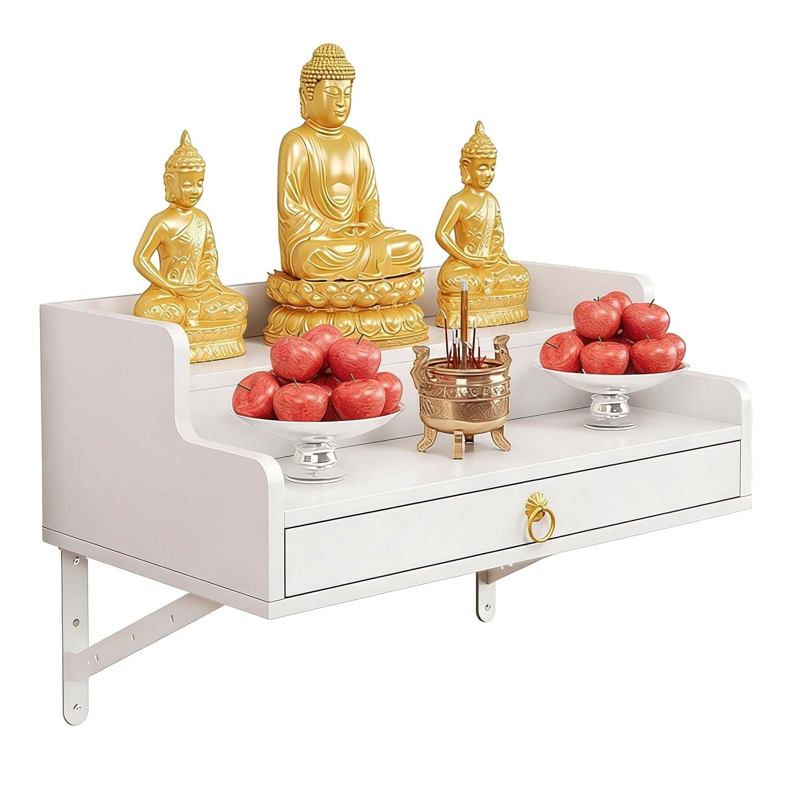 Armoire d'autel bouddhiste avec plateau coulissant pour méditation à domicile