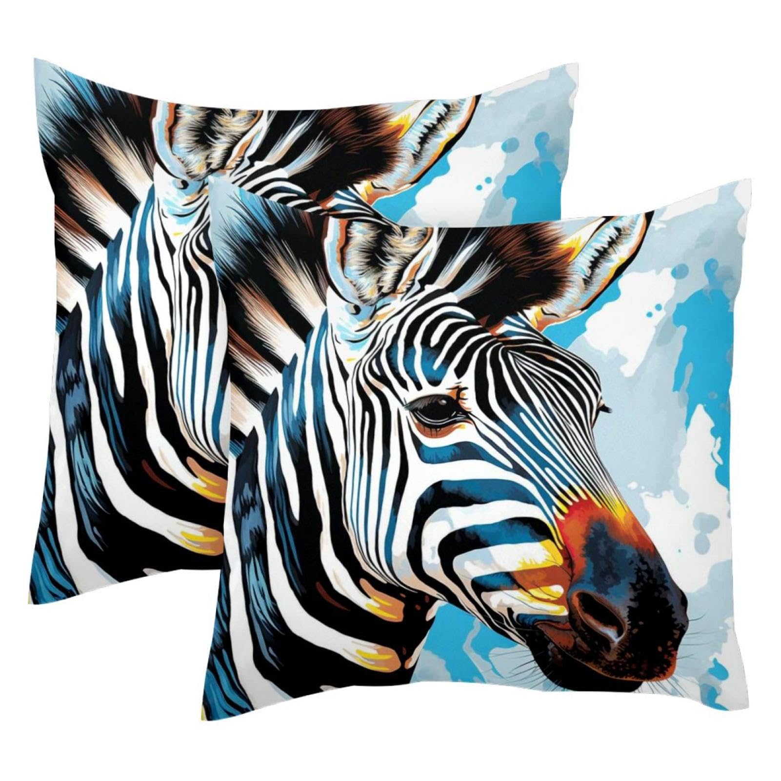Housses de coussin zèbre en velours 50x50 cm, lot de 2