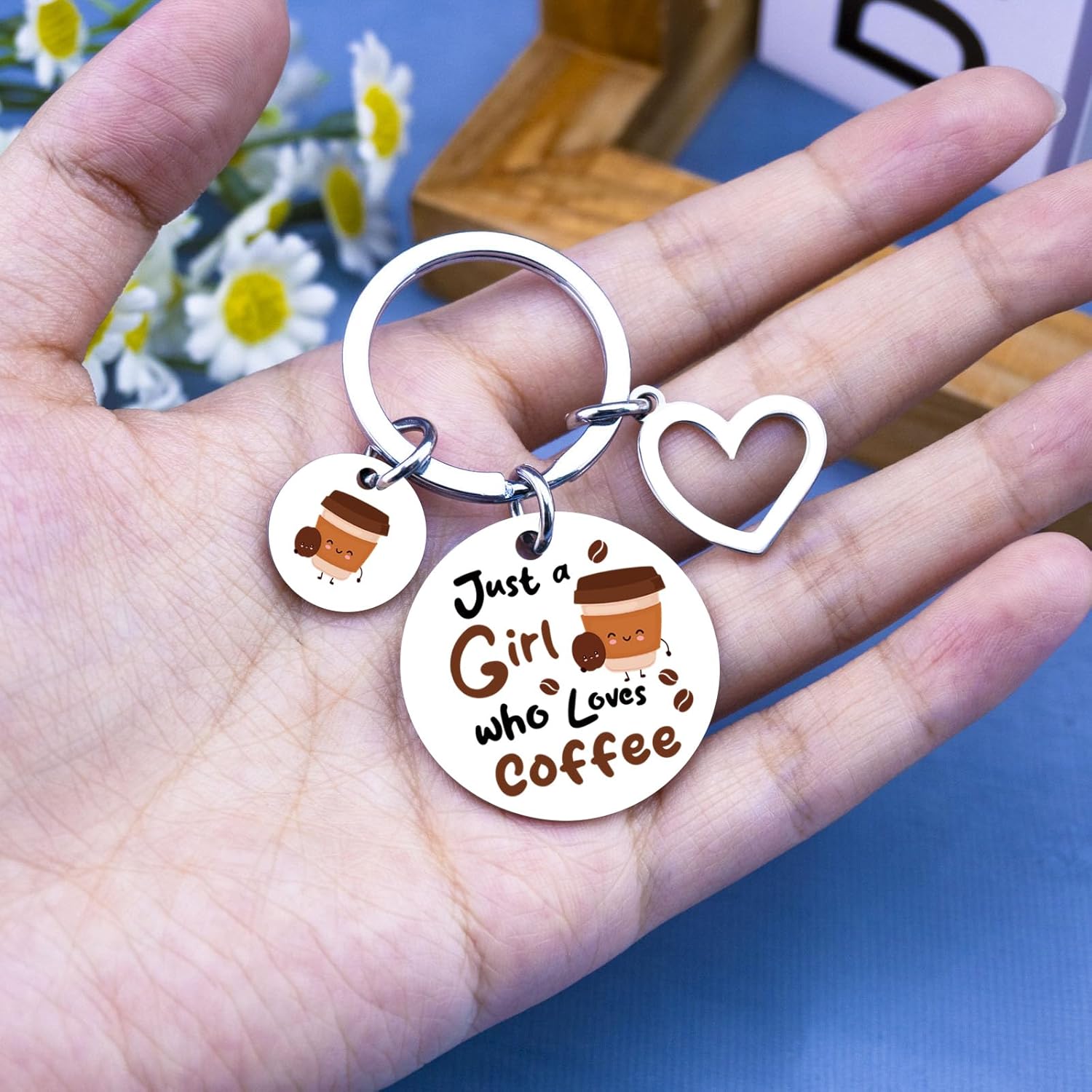 Coffee Keychain Gifts for Girls Women Gifts for Coffees Lovers Cute Drinker Gift Ideas for Sister Best Friends Bestie Christmas Birthday Gift for Her- Just A Girl Who Loves Coffee - Image 3