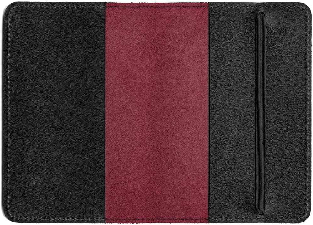 Oberon Design Cloud Dragon Pocket Notebook Cover, Fits Many 5.5 x 3.5 Inch Notebooks, Embossed Genuine Leather, Red, Made in the USA