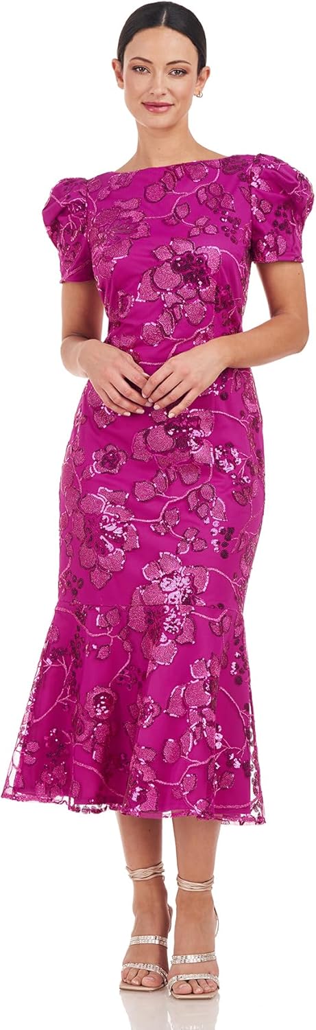 JS Collections Womens Ayla Pleated Sleeve Cocktail