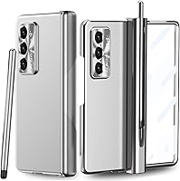Vista 9 de Funda para Samsung Galaxy Z Fold 5 con soporte para S Pen y S Pen, protección creativa de dos bisagras y protector de pantalla frontal, funda