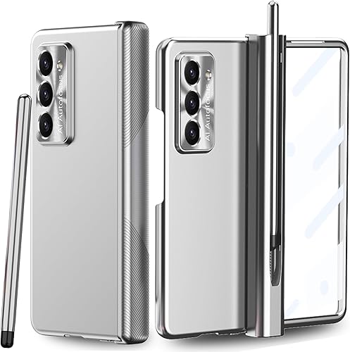 Miniatura 9 de Funda para Samsung Galaxy Z Fold 5 con soporte para S Pen y S Pen, protección creativa de dos bisagras y protector de pantalla frontal, funda